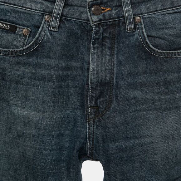 Boss By Hugo Boss Dark Blue Washed Denim Regular Fit Jeans L Waist 30" - Picture 3 of 4